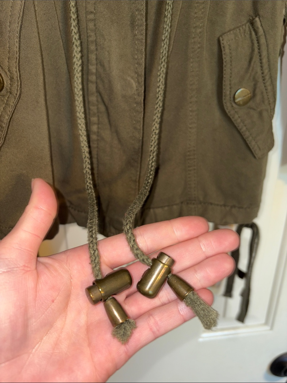 Olive Utility Drawstring Jacket - Picture 5 of 9